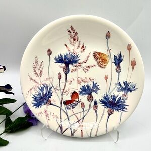 2 Gien, French Hand Painted Luncheon Plates. Floral & butterflies.
